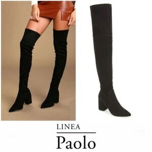 Linea Paolo HALO Over Knee Suede Comfortable Heeled Boot‎ black 9.5"